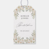 Elegante ivoorkleurige bloemige bruidsfeest cadeau cadeaulabel (Voorkant)