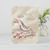 Elegante ivoorkleurige bruidsdouche kaart (Staand voorkant)