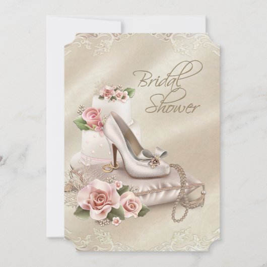 Elegante ivoorkleurige bruidsdouche kaart (Voorkant)