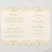 Elegante ivoorkleurige gouden vintage trouwprogram (Voorkant)