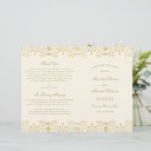 Elegante ivoorkleurige gouden vintage trouwprogram (Staand voorkant)