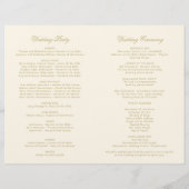 Elegante ivoorkleurige gouden vintage trouwprogram (Achterkant)