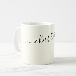 Elegante ivoorkleurige moderne naam gepersonalisee koffiemok