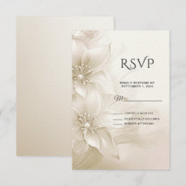 Elegante Ivoorwitte Bloemen RSVP Kaart