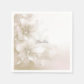 Elegante Ivoorwitte Bloemen Servetten (Voorkant)