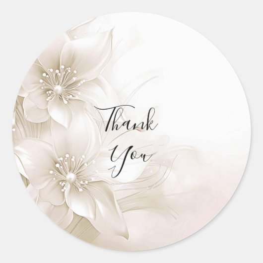 Elegante Ivoorwitte Bloemen Sticker (Voorkant)