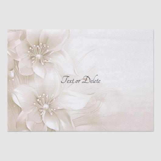 Elegante Ivoorwitte Bloemen Tissuepapier (Voorkant)