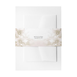 Elegante Ivoorwitte Bloemen Uitnodigingen Wikkel