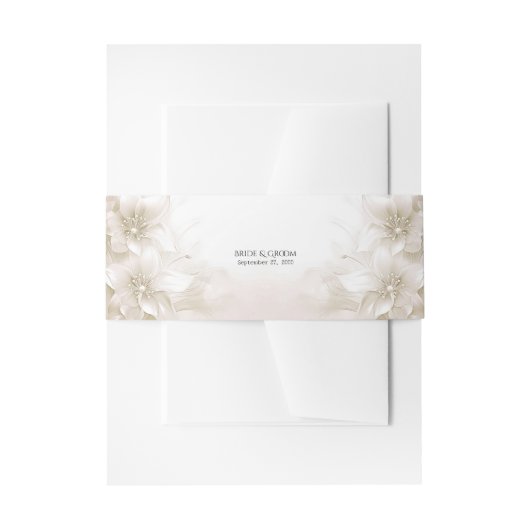 Elegante Ivoorwitte Bloemen Uitnodigingen Wikkel (Voorkant Voorbeeld)