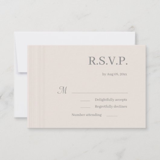 Elegante ivoorwitte houtnerf strepen trouw RSVP Kaart (Voorkant)