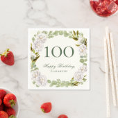 Elegante Ivoren Bloem 100ste Verjaardag Servetten (Insitu)
