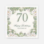 Elegante Ivoren Bloem 70e Verjaardag Servetten (Voorkant)