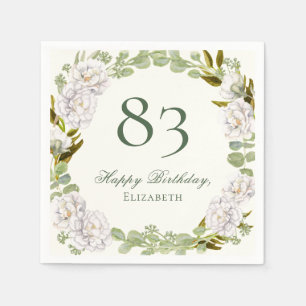 Elegante Ivoren Bloem 83ste Verjaardag Servetten