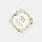 Elegante Ivoren Bloem 91e Verjaardag Servetten (Hoek)