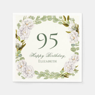 Elegante Ivoren Bloem 95e Verjaardag Servetten