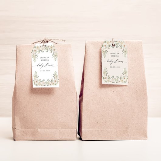 Elegante Ivoren Bloem Bruidsfeest Gift Tags Cadeaulabel