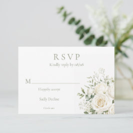 Elegante Ivoren Bloemen Bruiloft  RSVP Kaartje