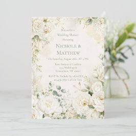 Elegante Ivoren Bloemen Bruiloftsfeest  Kaart