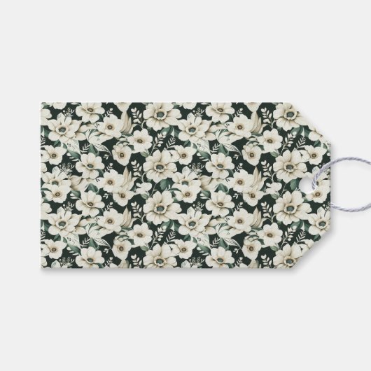 Elegante ivoren bloemen cadeaulabel (Voorkant (Horizontaal))