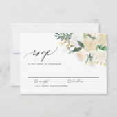 Elegante Ivoren Bloemen En Groen Bloemen Huwelijk RSVP Kaartje (Voorkant)
