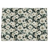 Elegante ivoren bloemen groot cadeauzakje (Voorkant)