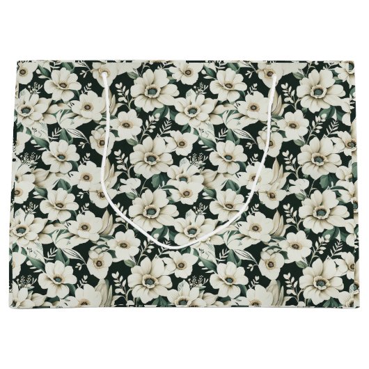 Elegante ivoren bloemen groot cadeauzakje (Voorkant)