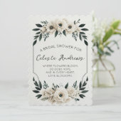 Elegante ivoren bloemen kaart (Staand voorkant)