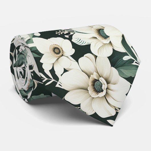 Elegante ivoren bloemen stropdas (Opgerold)