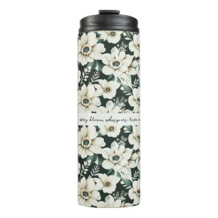 Elegante ivoren bloemen thermosbeker