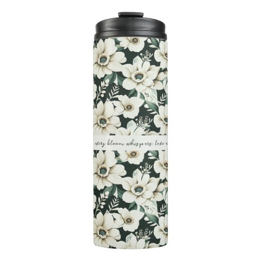 Elegante ivoren bloemen thermosbeker (Voorkant)