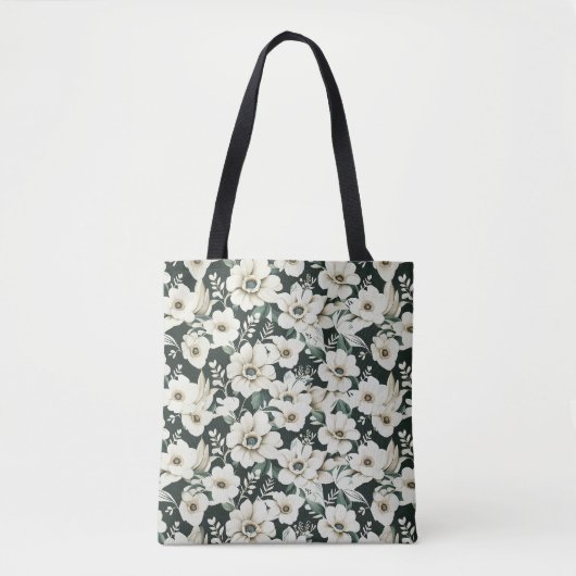 Elegante ivoren bloemen tote bag (Voorkant)
