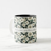 Elegante ivoren bloemen tweekleurige koffiemok (Voorkant links)