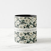 Elegante ivoren bloemen tweekleurige koffiemok (Center)