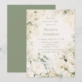 Elegante ivoren bloemen vrijgezellenfeest  kaart