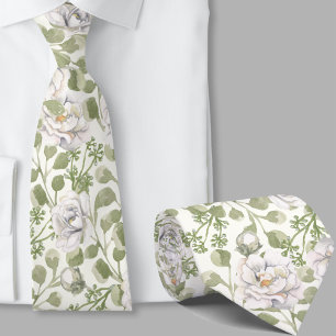 Elegante Ivoren Bloemenschildering Heren Das