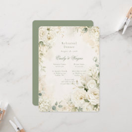 Elegante Ivoren Bloemrijke Oefenavond voor de Brui Kaart