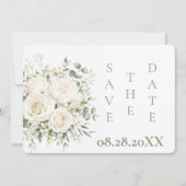 Elegante ivoren bloemstukken bruiloft save the date (Voorkant)