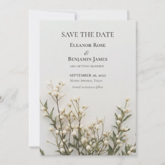 Elegante Ivoren Botanische Save the Date