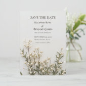 Elegante Ivoren Botanische Save the Date (Staand voorkant)