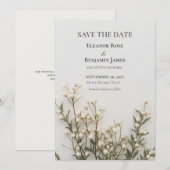 Elegante Ivoren Botanische Save the Date (Voorkant / Achterkant)