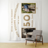 Elegante Ivoren en Gouden 50e Verjaardag Banner Wandkleed (In situ)