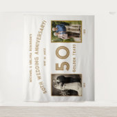 Elegante Ivoren en Gouden 50e Verjaardag Banner Wandkleed (Voorkant)