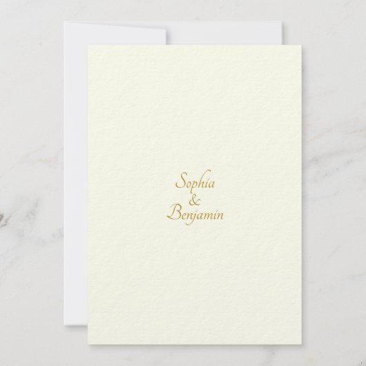 Elegante ivoren en gouden bloemenkaart om de datum kaart (Achterkant)