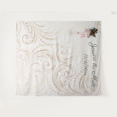 Elegante Ivoren en Gouden Kerst Huwelijk Achtergro Wandkleed (Voorkant (horizontaal))