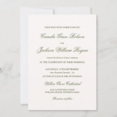 Elegante Ivoren en Groene Trouwdag Kaart (Voorkant)