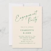 Elegante Ivoren Groene Kalligrafie Engagement Part Kaart (Voorkant)