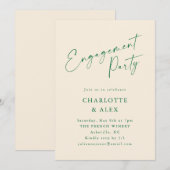 Elegante Ivoren Groene Kalligrafie Engagement Part Kaart (Voorkant / Achterkant)