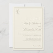 Elegante Ivoren Klassieke Bruiloft Kaart (Voorkant)