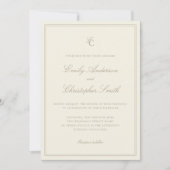 Elegante Ivoren Klassieke Bruiloft Kaart (Voorkant)