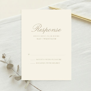 Elegante Ivoren Klassieke Bruiloft RSVP Kaartje